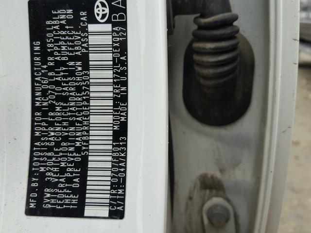 5YFBPRHE0EP157503 - 2014 TOYOTA COROLLA EC 白色 照片 10