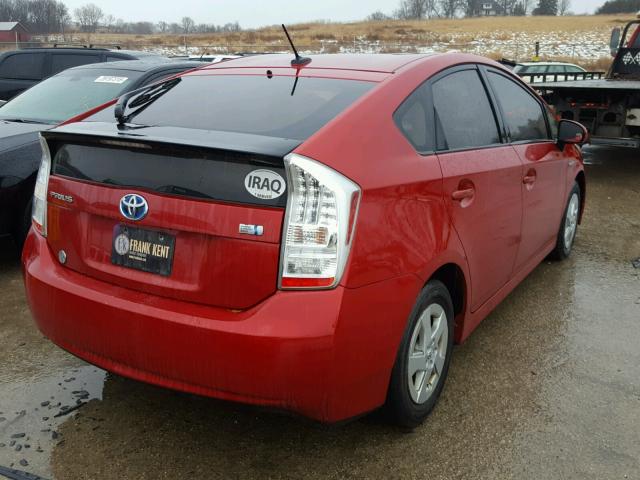 JTDKN3DU3A0064012 - 2010 TOYOTA PRIUS RED photo 4