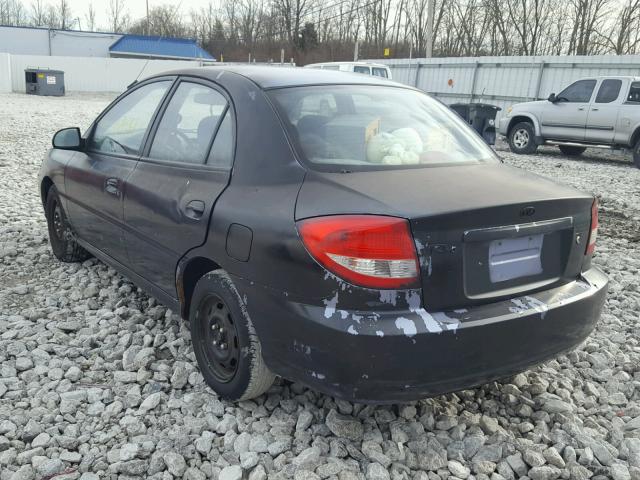 KNADC125846300439 - 2004 KIA RIO BLACK photo 3