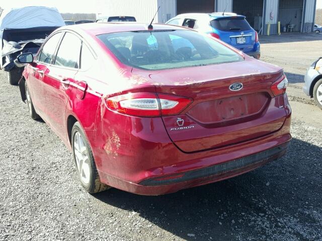 3FA6P0H77ER348835 - 2014 FORD FUSION SE RED photo 3