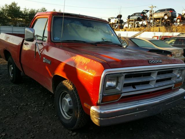 1B7FD14H4HS388421 - 1987 DODGE D-SERIES D RED photo 1