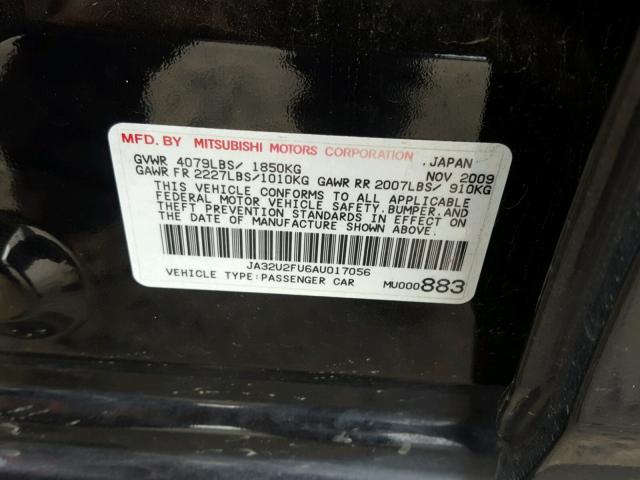 JA32U2FU6AU017056 - 2010 MITSUBISHI LANCER ES/ BLACK photo 10