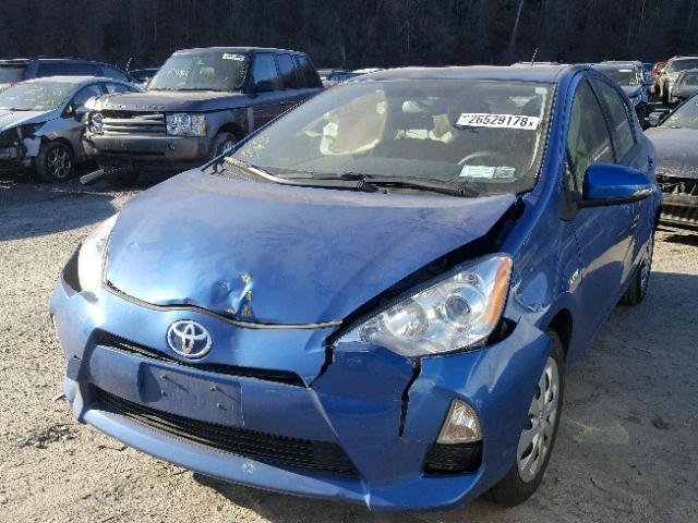 JTDKDTB39E1085752 - 2014 TOYOTA PRIUS C BLUE photo 2