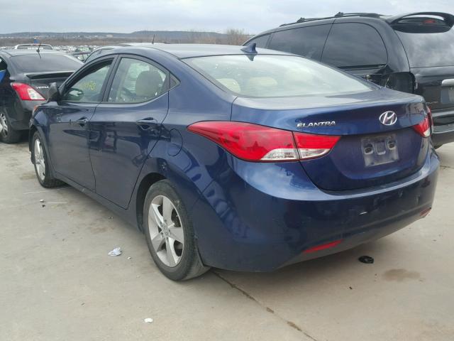 KMHDH4AEXDU532734 - 2013 HYUNDAI ELANTRA GL BLUE photo 3