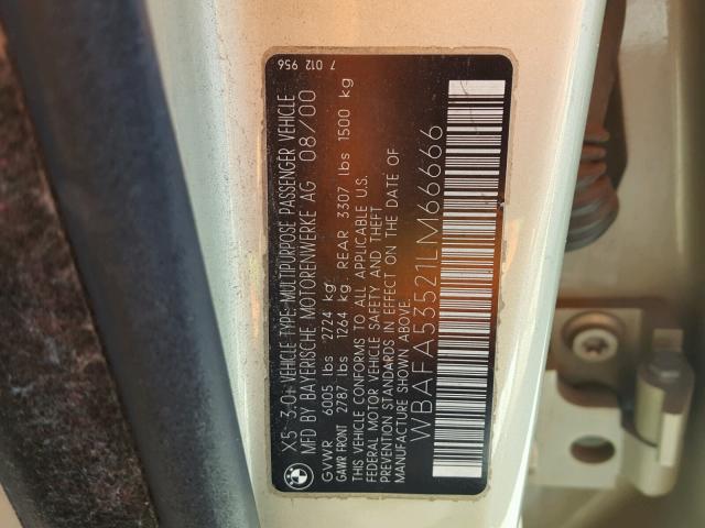 WBAFA53521LM66666 - 2001 BMW X5 3.0I GOLD photo 10