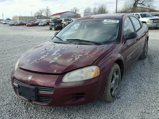 1B3EJ46X41N661101 - 2001 DODGE STRATUS SE MAROON photo 2