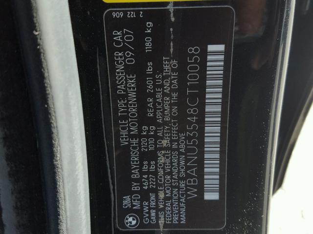 WBANU53548CT10058 - 2008 BMW 528 I BLACK photo 10