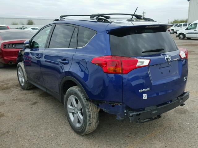 2T3RFREV8EW145515 - 2014 TOYOTA RAV4 XLE BLUE photo 3