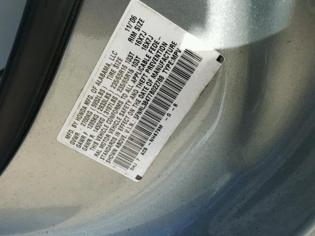 5FNRL38477B022788 - 2007 HONDA ODYSSEY EX BLUE photo 10