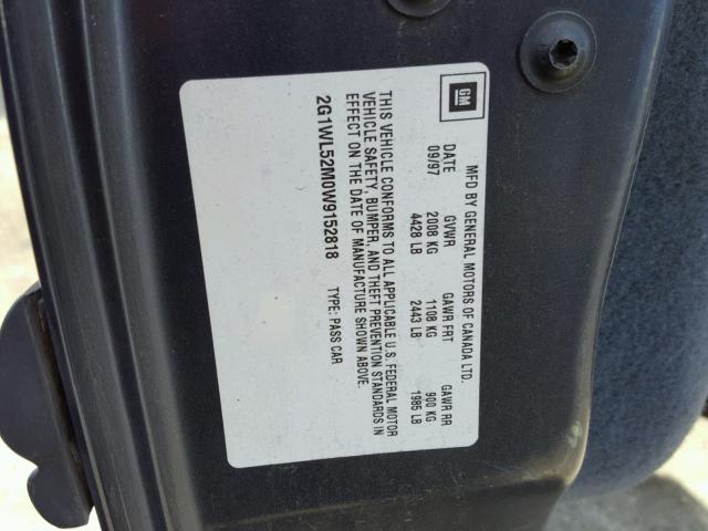 2G1WL52M0W9152818 - 1998 CHEVROLET LUMINA BAS ლურჯი ფოტო 10