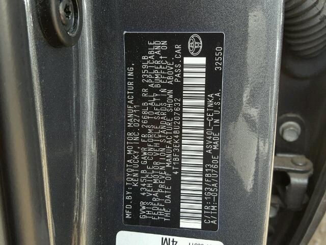 4T1BF3EK4BU207632 - 2011 TOYOTA CAMRY/SE/L GRAY photo 10