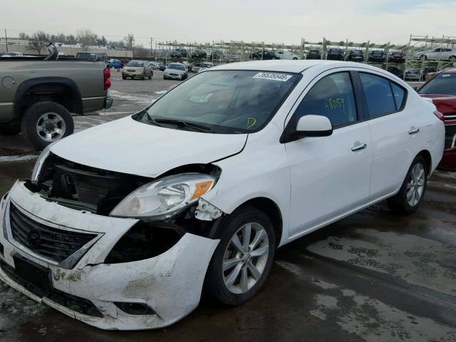 3N1CN7AP0EL849884 - 2014 NISSAN VERSA S WHITE photo 2