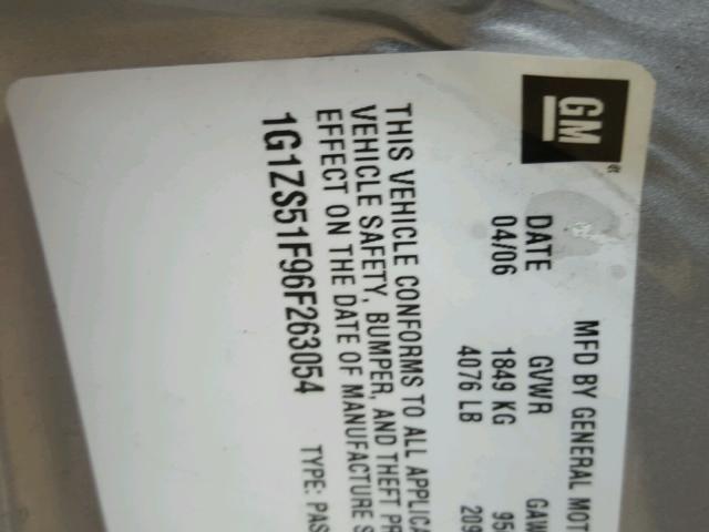 1G1ZS51F96F263054 - 2006 CHEVROLET MALIBU LS 银色 照片 10