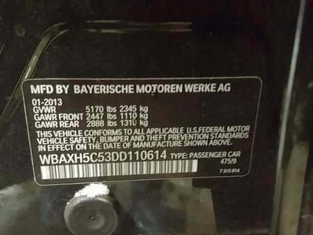 WBAXH5C53DD110614 - 2013 BMW 528 XI BLACK photo 10