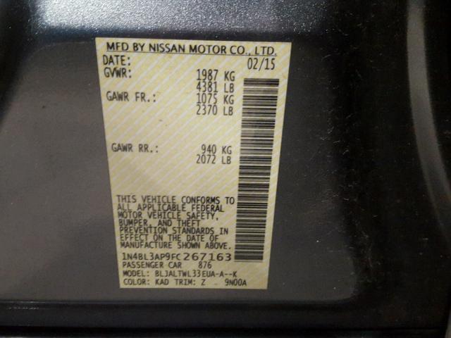 1N4BL3AP9FC267163 - 2015 NISSAN ALTIMA 3.5 GRAY photo 10