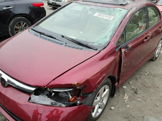 1HGFA168X8L022299 - 2008 HONDA CIVIC EX BURGUNDY photo 9