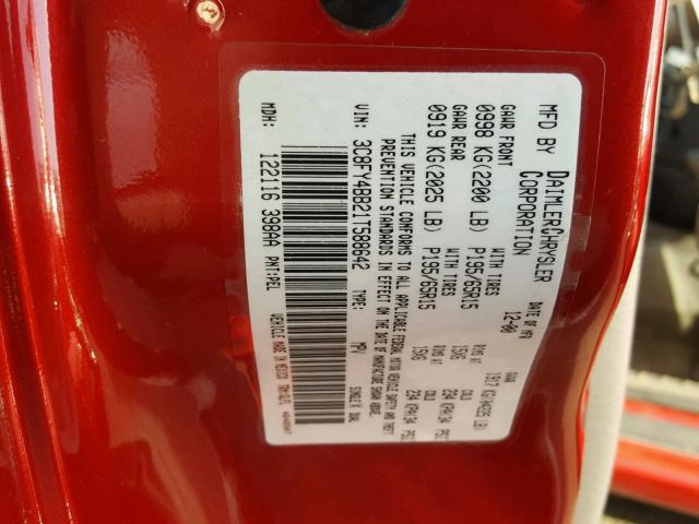 3C8FY4BB21T588642 - 2001 CHRYSLER PT CRUISER RED photo 10