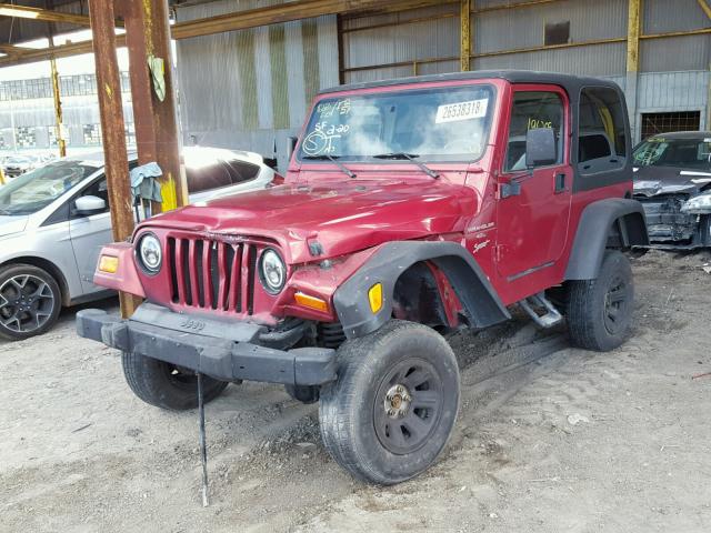 1J4FY19S1XP401176 - 1999 JEEP WRANGLER / RED photo 2