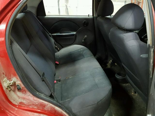 KL1TD56616B634190 - 2006 CHEVROLET AVEO BASE RED photo 6