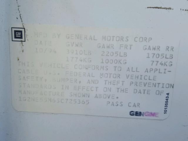 1G2NE55M6SC725365 - 1995 PONTIAC GRAND AM S Ağ foto 10
