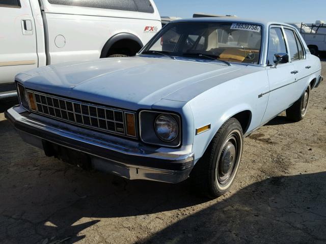 1X69U7L135430 - 1977 CHEVROLET NOVA BLUE photo 2