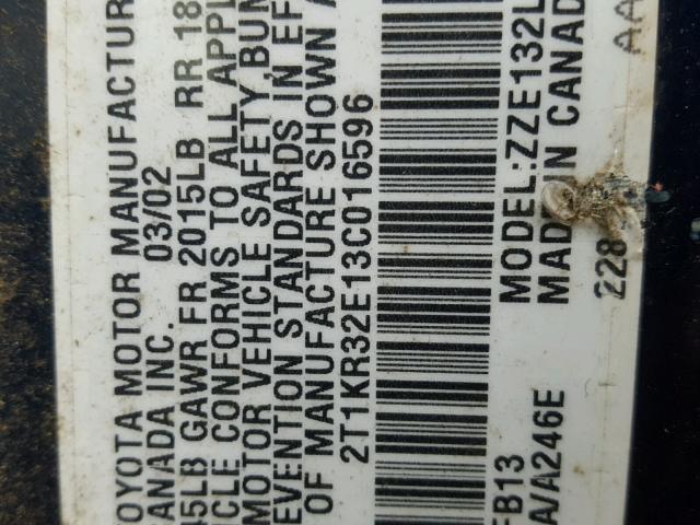 2T1KR32E13C016596 - 2003 TOYOTA MATRIX 蓝色 照片 10