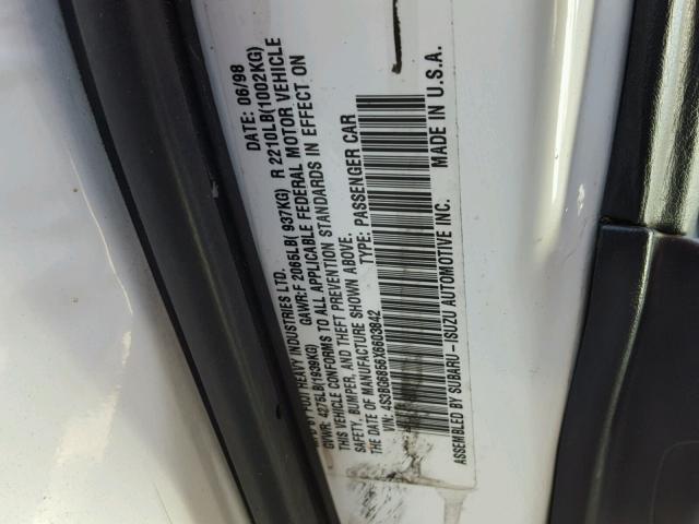 4S3BG6856X6603842 - 1999 SUBARU LEGACY OUT WHITE photo 10