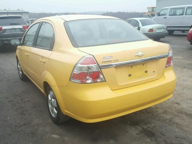 KL1TD56697B163651 - 2007 CHEVROLET AVEO BASE YELLOW photo 3