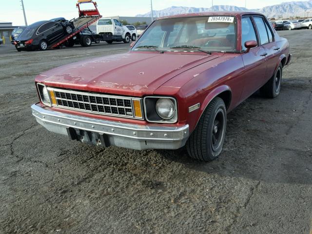 1X69Q6L135054 - 1976 CHEVROLET NOVA RED photo 2