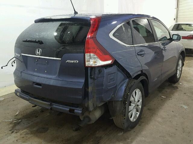 2HKRM4H52EH708022 - 2014 HONDA CR-V EX BLUE photo 4