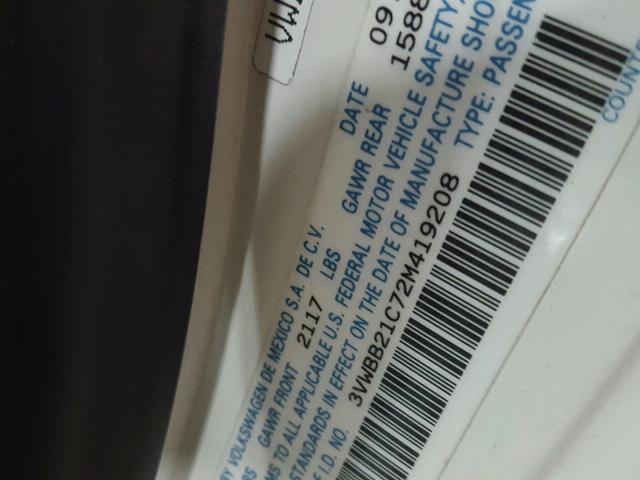 3VWBB21C72M419208 - 2002 VOLKSWAGEN NEW BEETLE 白色 照片 10