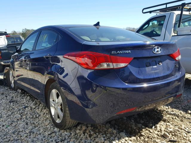 5NPDH4AE4CH078607 - 2012 HYUNDAI ELANTRA GL BLUE photo 3