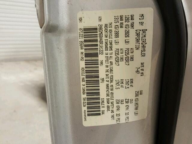 2A8GM68X48R101222 - 2008 CHRYSLER PACIFICA T SILVER photo 10