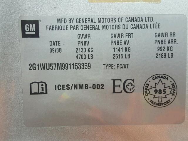 2G1WU57M991153359 - 2009 CHEVROLET IMPALA LTZ SILVER photo 10