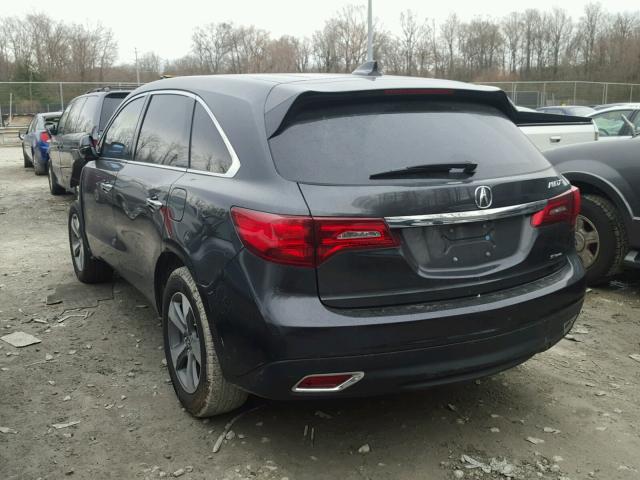 5FRYD4H26GB037407 - 2016 ACURA MDX GRAY photo 3