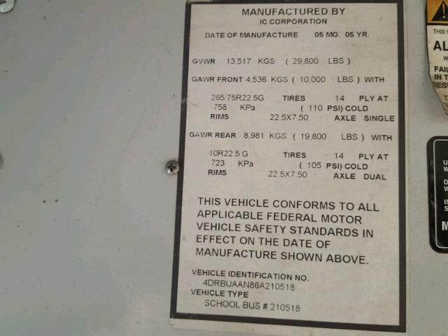 4DRBUAAN86A210518 - 2006 IC CORPORATION 3000 ყვითელი ფოტო 10