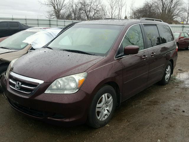 5FNRL38617B404185 - 2007 HONDA ODYSSEY EX MAROON photo 2