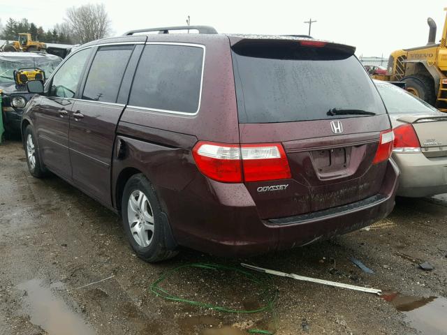 5FNRL38617B404185 - 2007 HONDA ODYSSEY EX MAROON photo 3