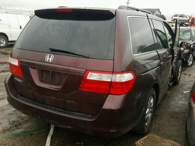 5FNRL38617B404185 - 2007 HONDA ODYSSEY EX MAROON photo 4