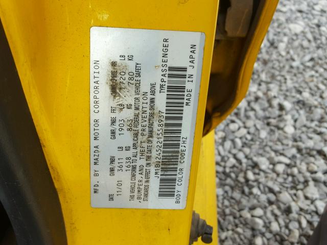 JM1BJ245221558937 - 2002 MAZDA PROTEGE PR YELLOW photo 10