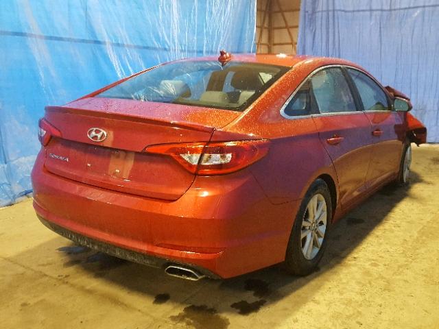 5NPE24AF5HH566695 - 2017 HYUNDAI SONATA SE RED photo 4