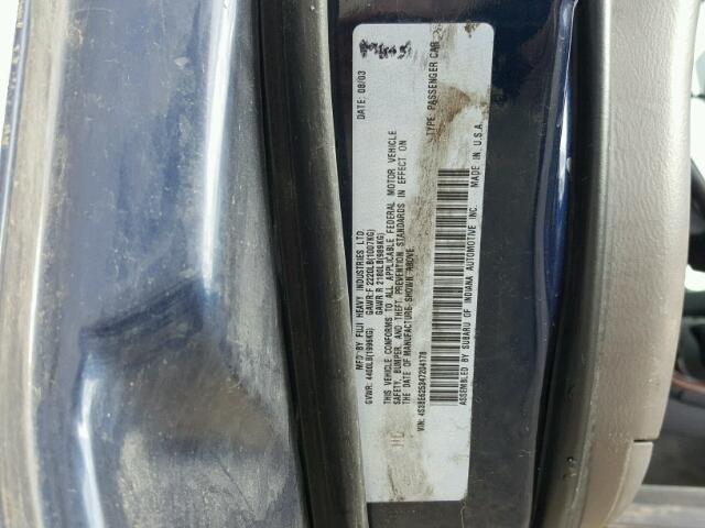 4S3BE625347204178 - 2004 SUBARU LEGACY L S BLUE photo 10