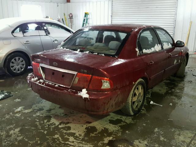 KNAGD128435221441 - 2003 KIA OPTIMA BURGUNDY photo 4