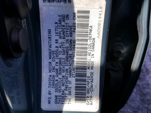 2T1AE09B7SC116430 - 1995 TOYOTA COROLLA LE 绿色 照片 10