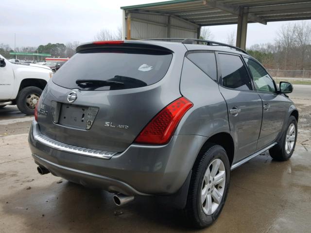 JN8AZ08WX7W653661 - 2007 NISSAN MURANO SL GRAY photo 4