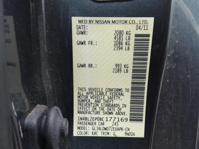 1N4BL2EP0BC177169 - 2011 NISSAN ALTIMA SR BLUE photo 10