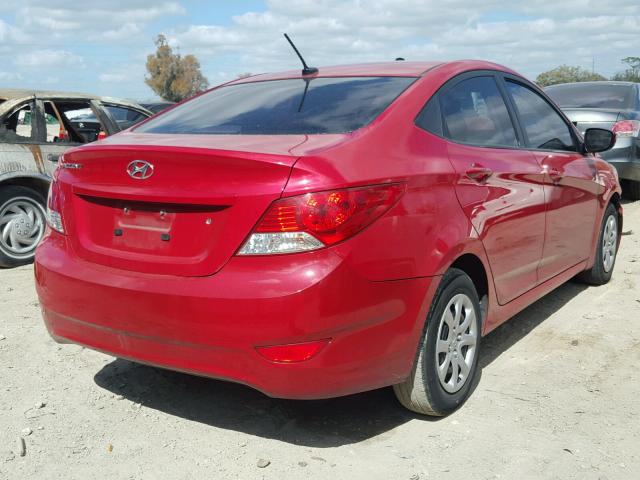 KMHCT4AE7EU643107 - 2014 HYUNDAI ACCENT GLS RED photo 4