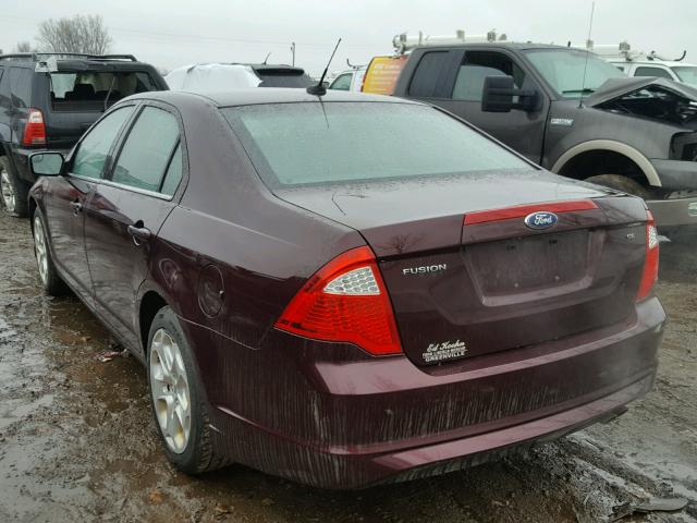 3FAHP0HA9BR165551 - 2011 FORD FUSION SE BURGUNDY photo 3