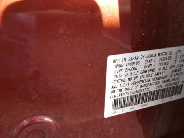 JH4KB16525C014725 - 2005 ACURA RL Qırmızı foto 10