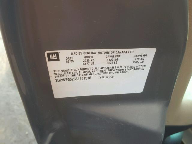 2G2WP552661161578 - 2006 PONTIAC GRAND PRIX TAN photo 10